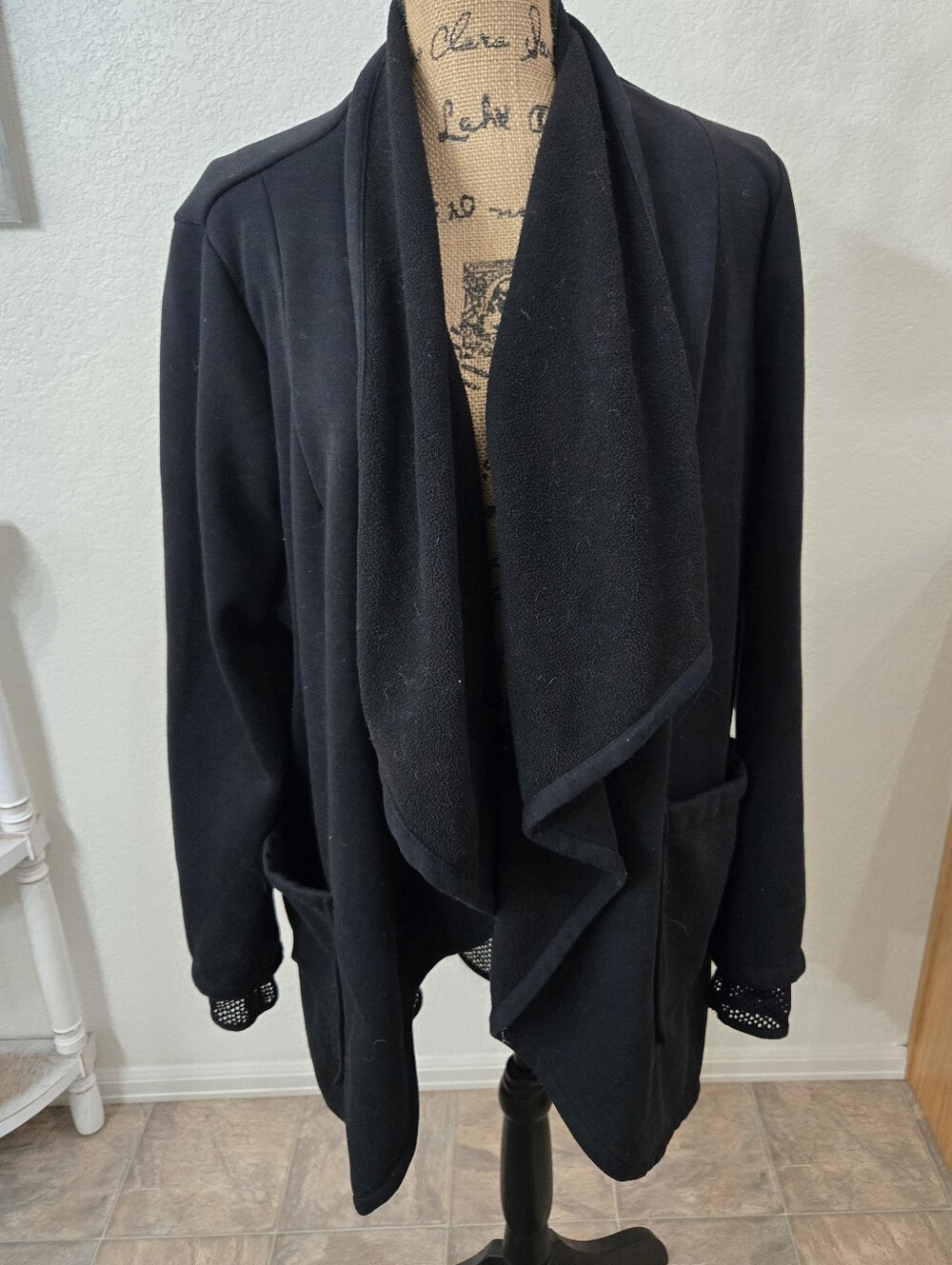 Fabletics Black Draped Open-Front Women's Cardigan Size XL